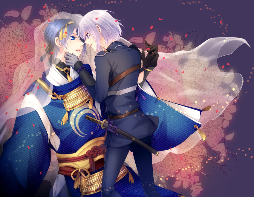 mikazuki munechika and honebami toushirou (touken ranbu) drawn by tomoe_kiko