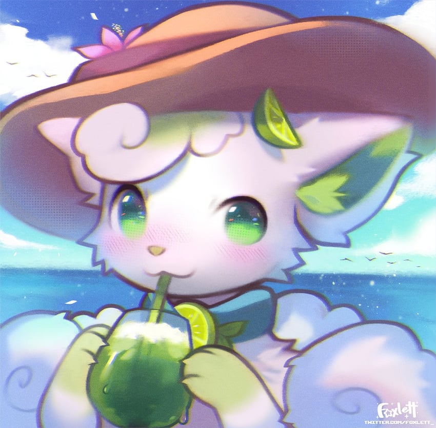 alolan vulpix and miko (original and 1 more) drawn by foxlett