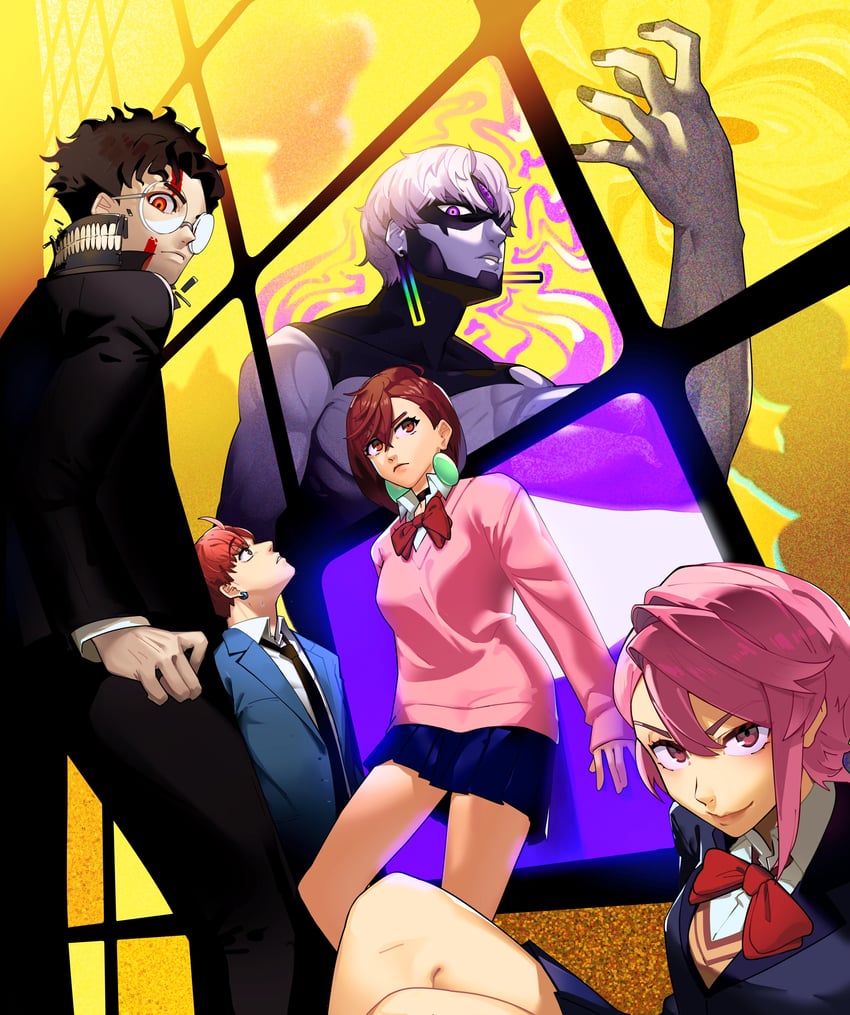 ayase momo, takakura ken, shiratori aira, enjoji jin, and evil eye (persona and 2 more) drawn by yuqi_non