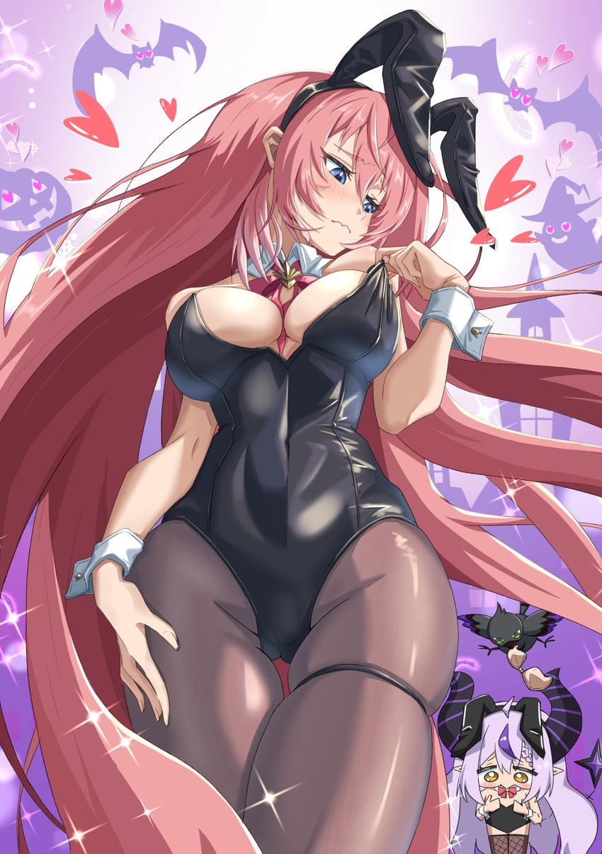 la+ darknesss, takane lui, and crow (hololive) drawn by toriyoshi_(mmxn3582)