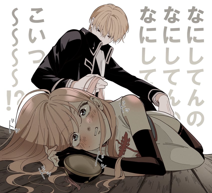 kagura and okita sougo (gintama and 1 more) drawn by ossu_oraaka
