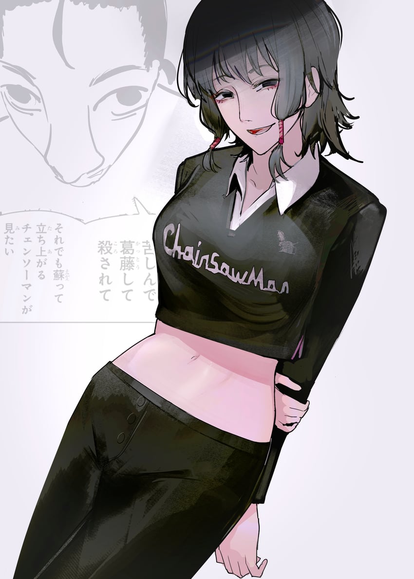 mifune fumiko and barem bridge (chainsaw man) drawn by amirun