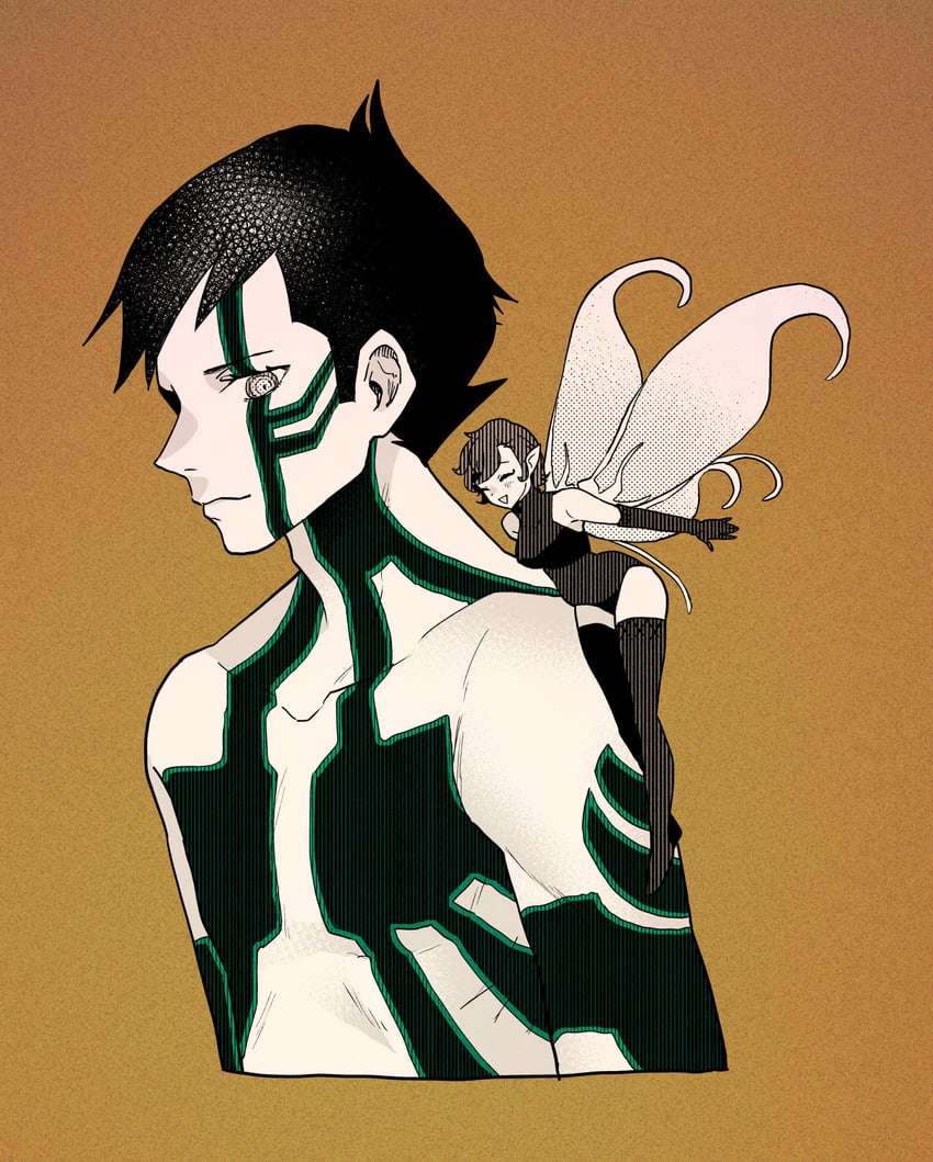 demi-fiend and pixie (shin megami tensei and 1 more) drawn by kyougetsu_(junrai)