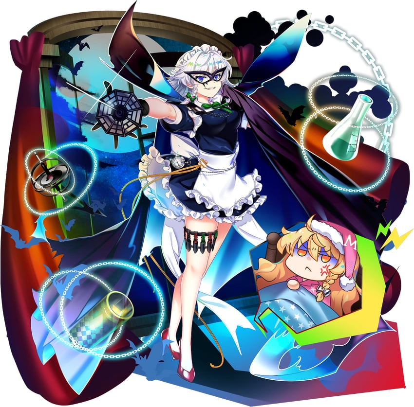 kirisame marisa and izayoi sakuya (touhou and 2 more) drawn by rotte_(1109)