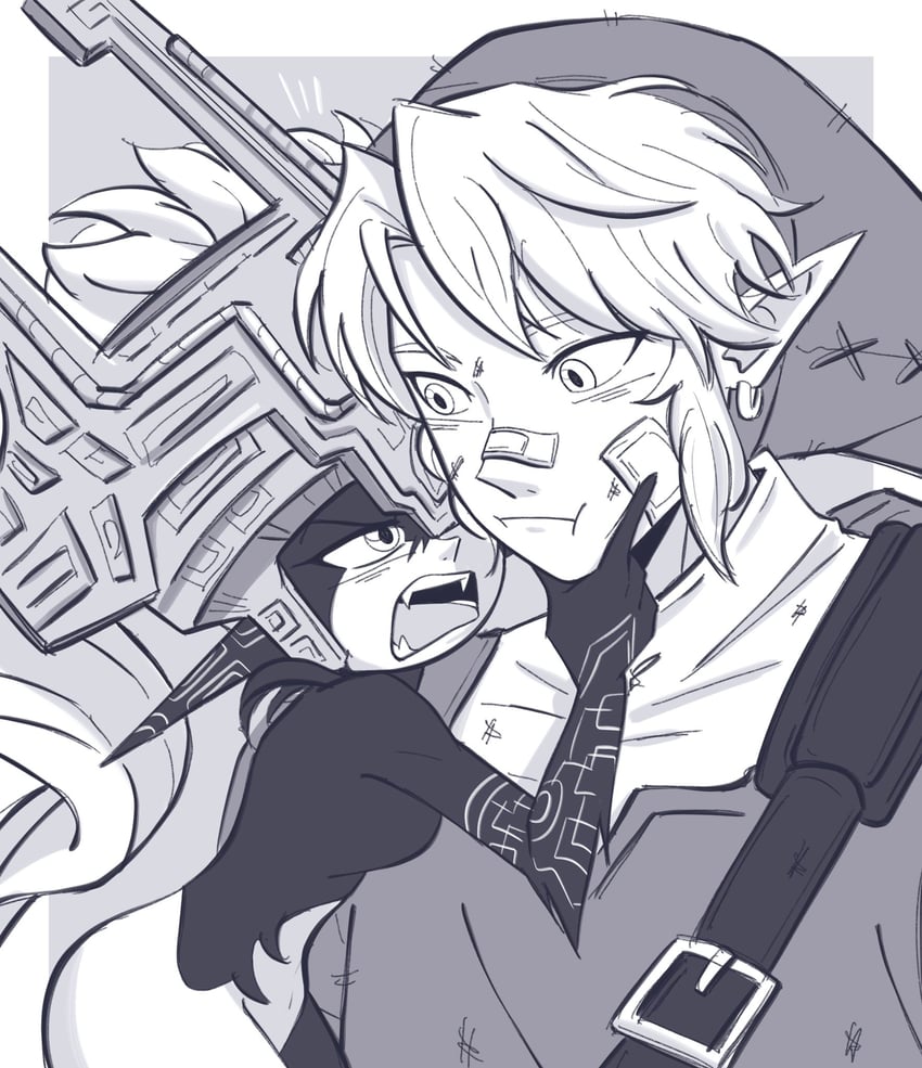 link and midna (the legend of zelda and 1 more) drawn by pichichustudio