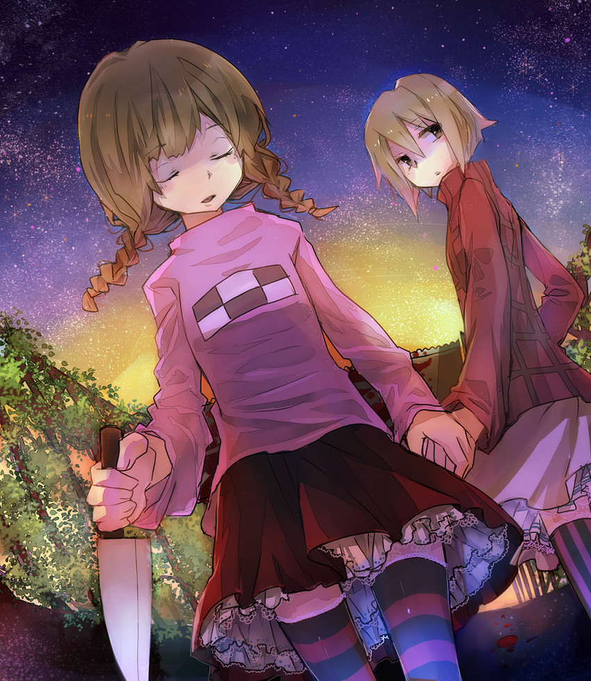 madotsuki and urotsuki (yume nikki and 1 more) drawn by kazamineko