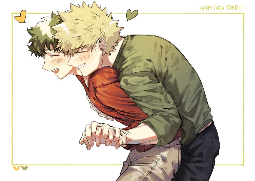 midoriya izuku and bakugou katsuki (boku no hero academia) drawn by ujooo