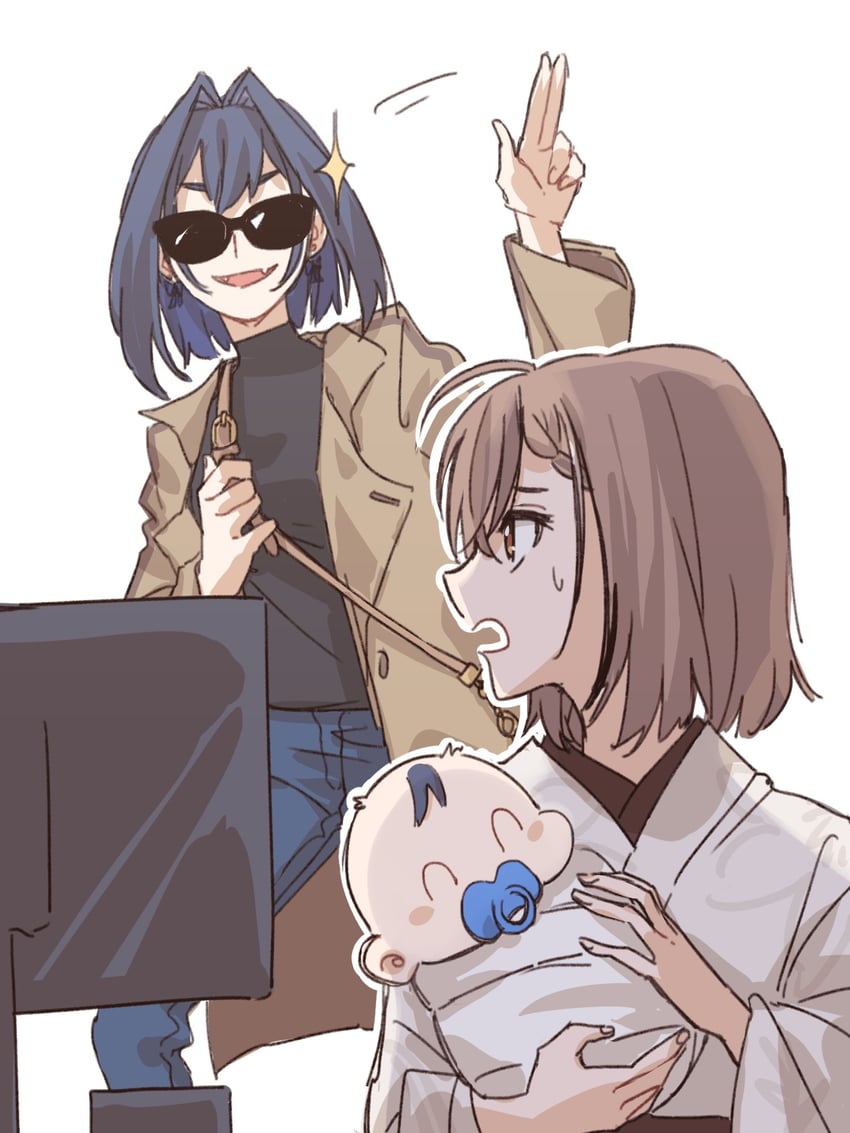 ouro kronii and nanashi mumei (hololive and 1 more) drawn by anco_(platanity)