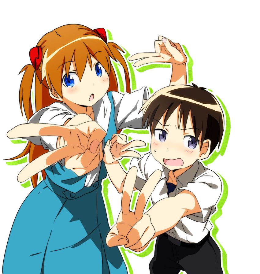 souryuu asuka langley and ikari shinji (neon genesis evangelion and 1 more) drawn by hiko_(pikatyuu_red)