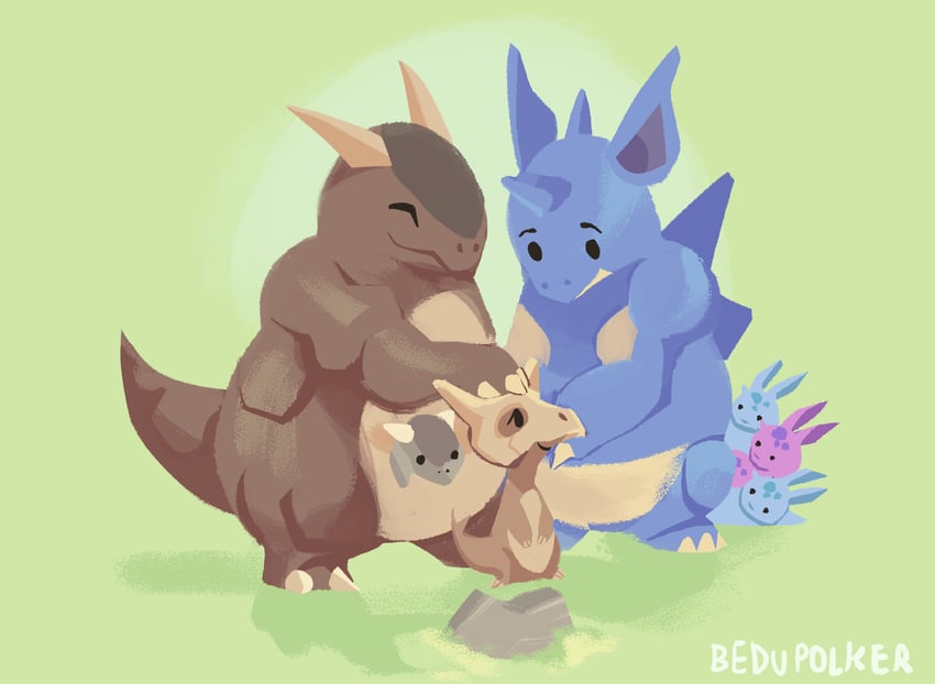 cubone, nidoran, kangaskhan, and nidoqueen (pokemon) drawn by bedupolker