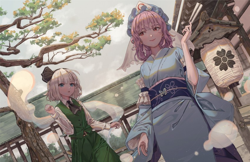 konpaku youmu and saigyouji yuyuko (touhou) drawn by maachi_(fsam4547)