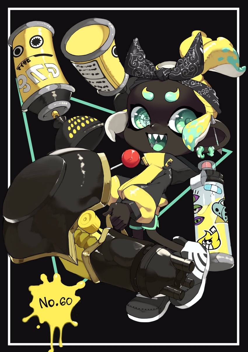 octoling player character and octoling girl (splatoon and 1 more) drawn by a_a2001214