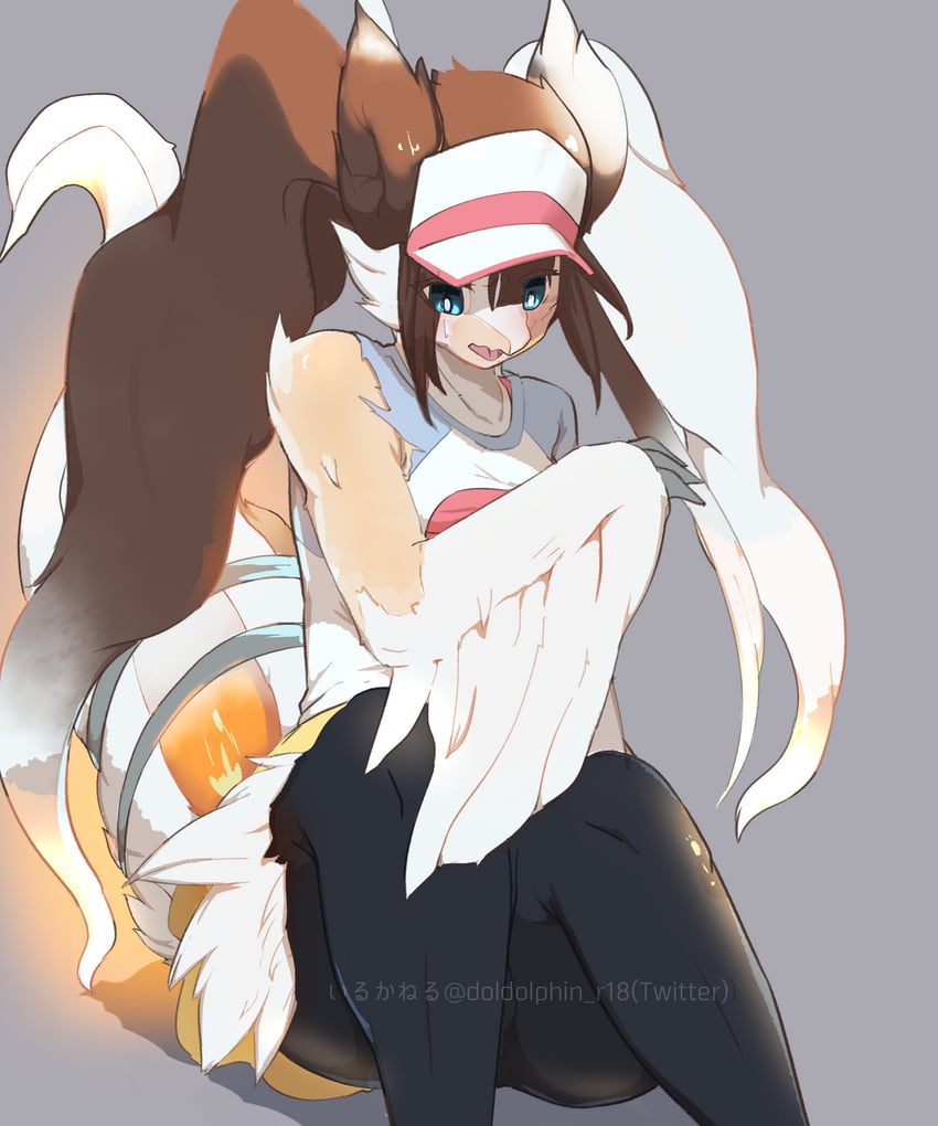 rosa and reshiram (pokemon and 1 more) drawn by iruka_neru