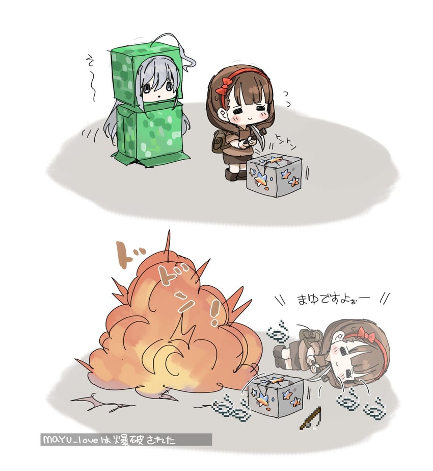 hoshi syoko, sakuma mayu, and creeper (idolmaster and 2 more) drawn by spawnfoxy