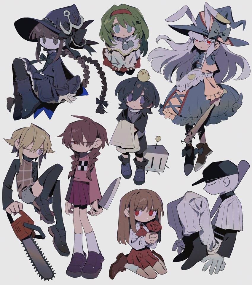 madotsuki, ib, urotsuki, wadanohara, the batter, and 3 more (yume nikki and 8 more) drawn by higa423