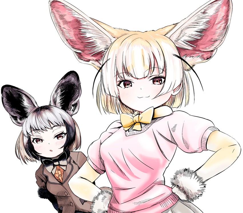 fennec and bat-eared fox (kemono friends) drawn by akegata_tobari