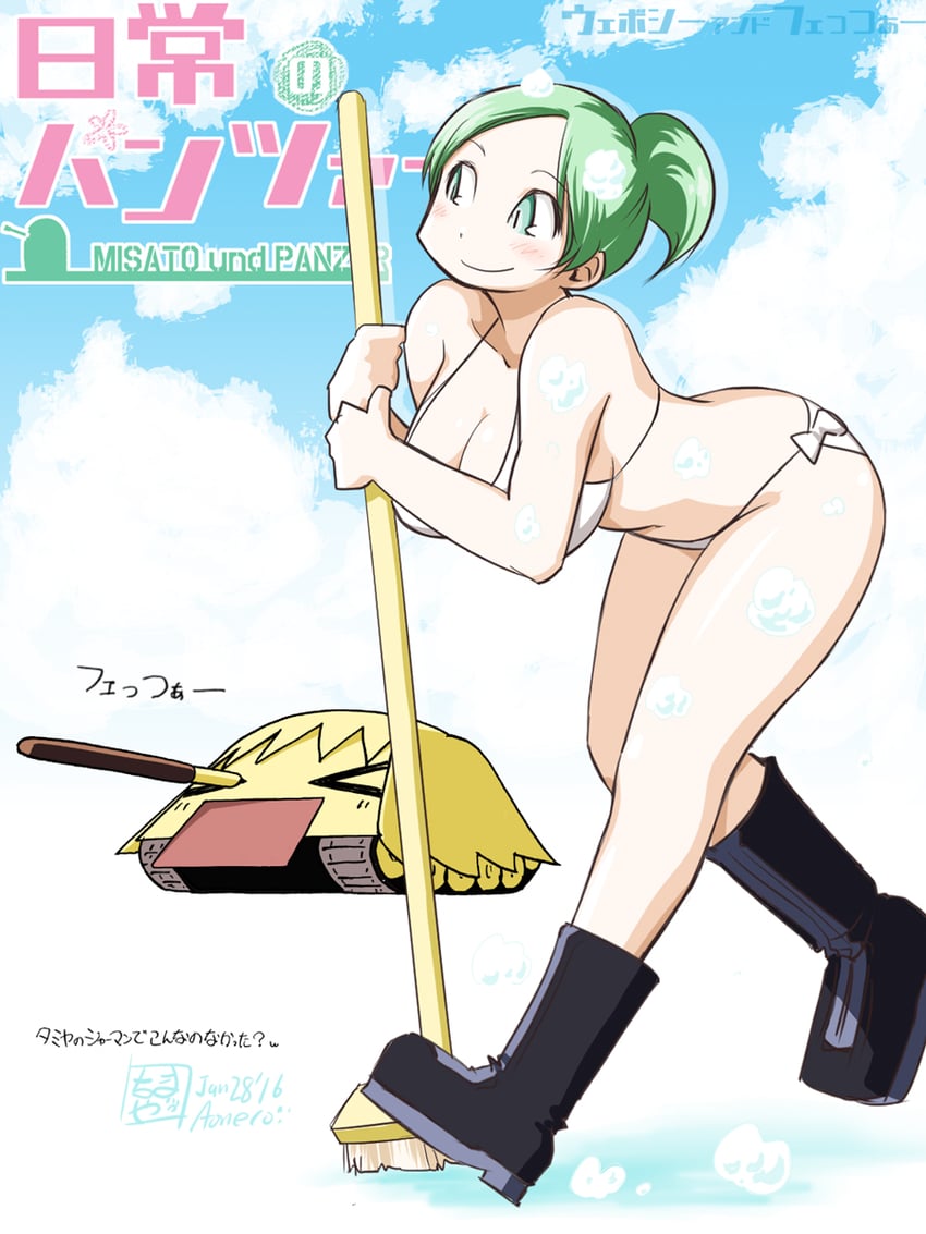 koyama yuzu, fecchan, and weboshii (girls und panzer and 1 more) drawn by aoneco