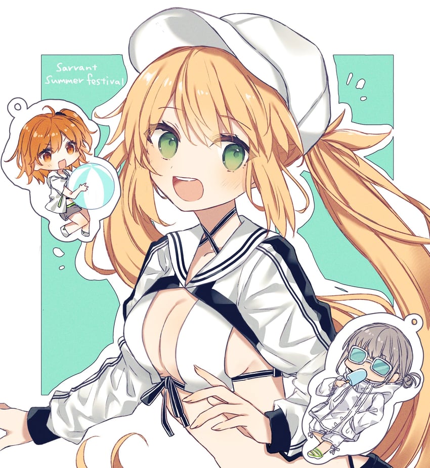 artoria pendragon, fujimaru ritsuka, artoria caster, and oberon (fate and 1 more) drawn by chiho_(pixiv10578873)