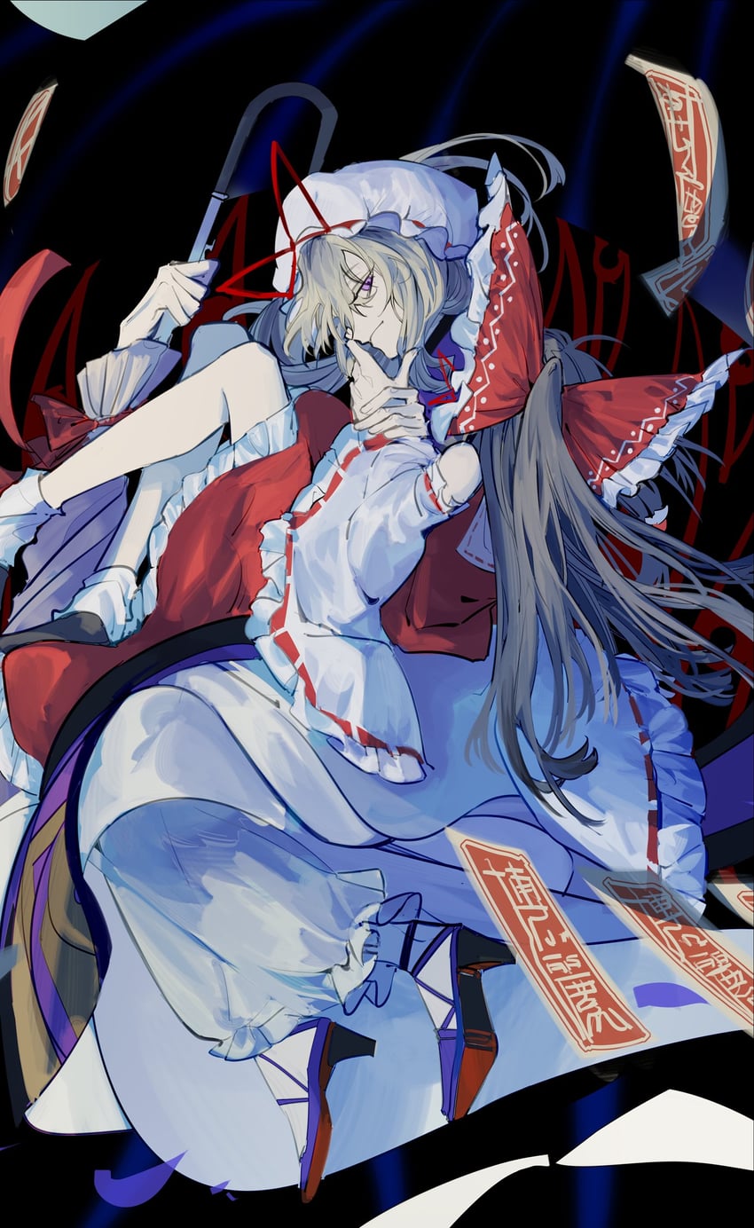 hakurei reimu and yakumo yukari (touhou) drawn by xian_qishui