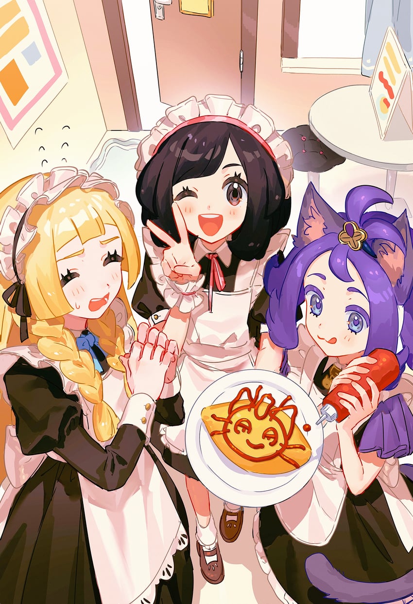 lillie, selene, acerola, and alolan meowth (pokemon and 1 more) drawn by fua1heyvot4ifsr