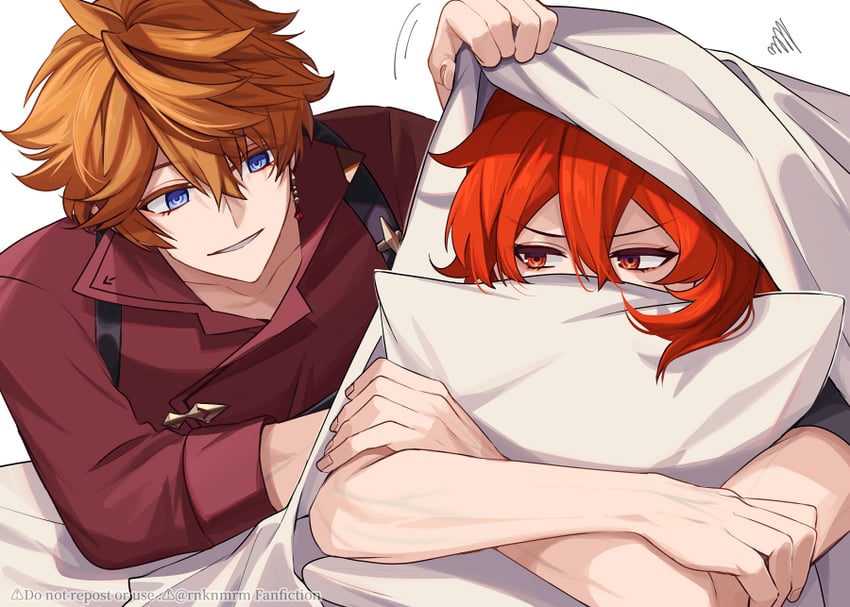 tartaglia and diluc (genshin impact) drawn by hiki_yuichi