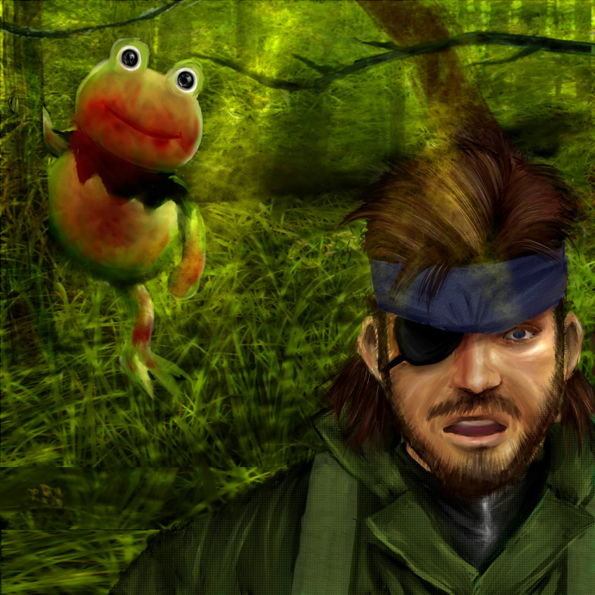 naked snake and kerotan (metal gear and 1 more) drawn by theangelshearts33
