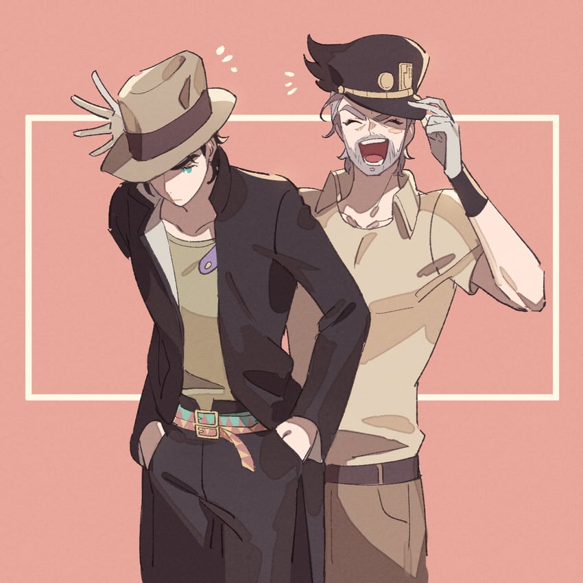 joseph joestar and kujo jotaro (jojo no kimyou na bouken and 1 more) drawn by namihaya
