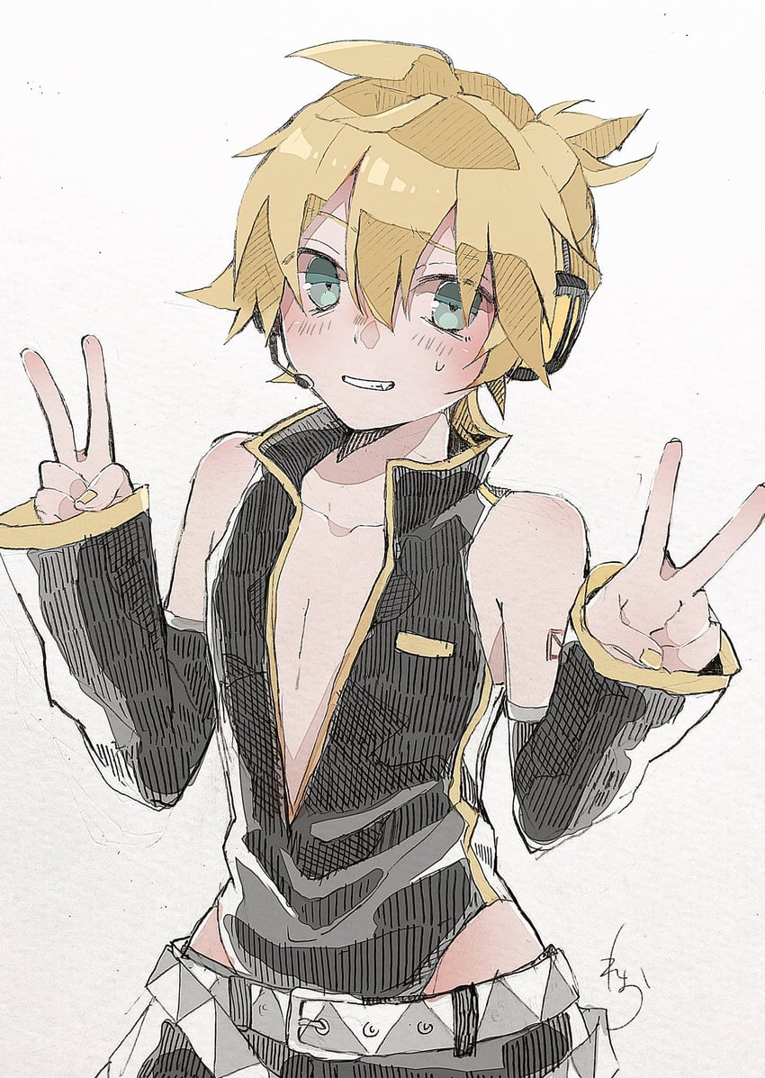 kagamine len (vocaloid and 1 more) drawn by paripariparingo