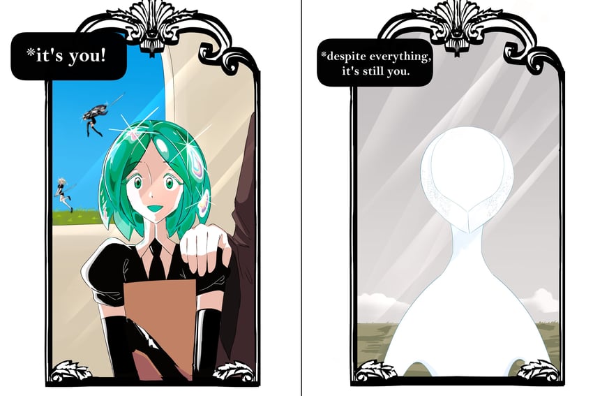 phosphophyllite, diamond, bort, and kongou sensei (undertale and 1 more) drawn by aikoiito