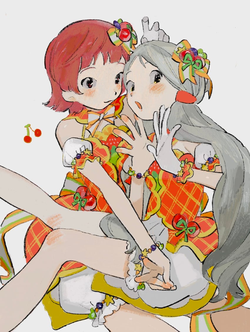 handa roco and nonohara akane (idolmaster and 2 more) drawn by oyama_(mirumiru)