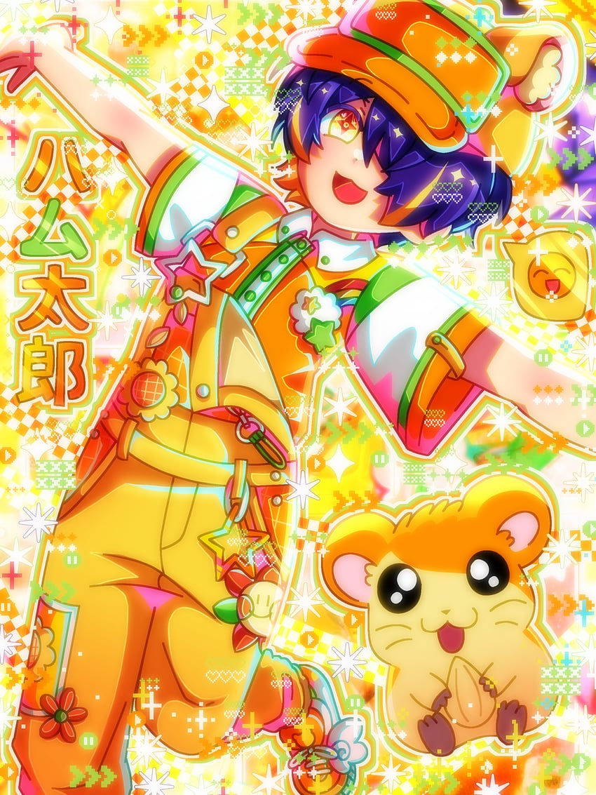 sengoku shinobu and hamtaro (ensemble stars! and 1 more) drawn by ghoulpop_(artist)