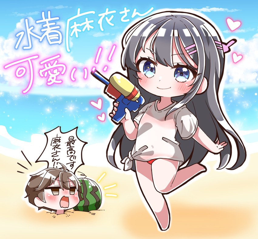 sakurajima mai and azusagawa sakuta (seishun buta yarou) drawn by jako_(jakoo21)