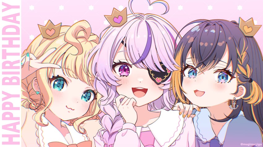 petra gurin, millie parfait, and maria marionette (nijisanji and 1 more) drawn by mugimugigo