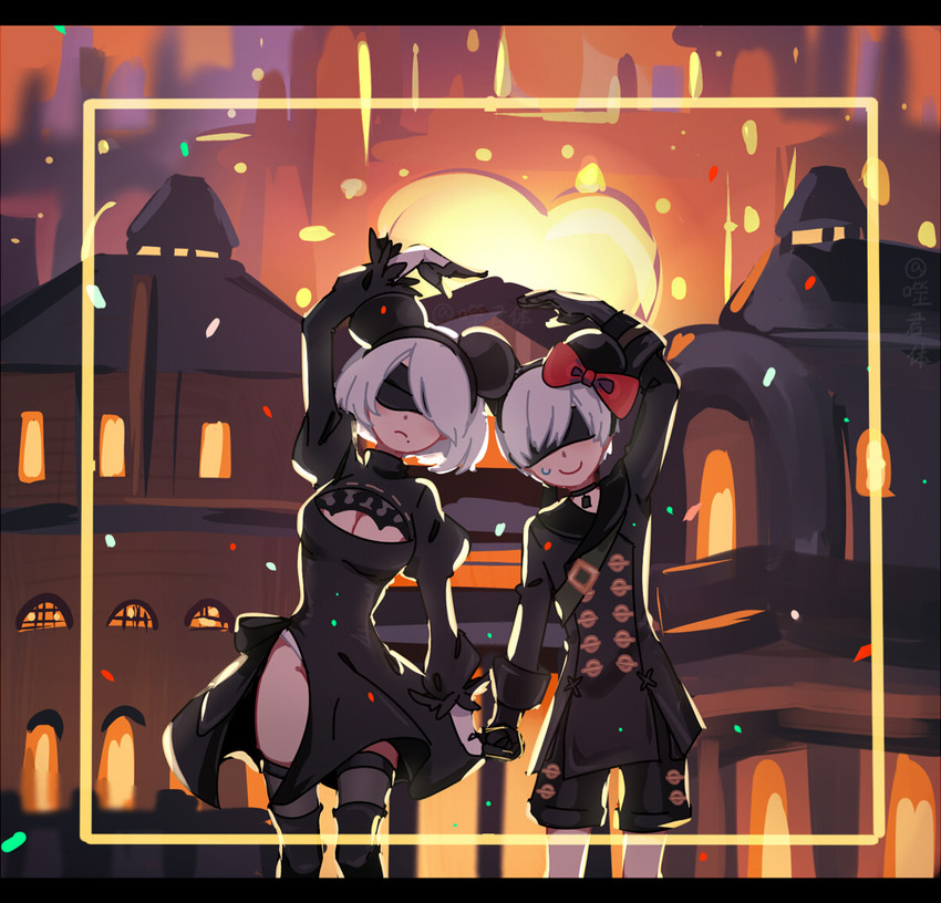 2b and 9s (nier and 2 more) drawn by shi_jun_ti