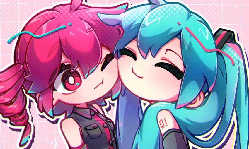 hatsune miku and kasane teto (vocaloid and 1 more) drawn by 064mn