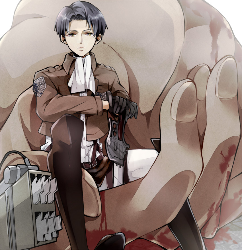 levi and titan (shingeki no kyojin) drawn by an_(18523012)