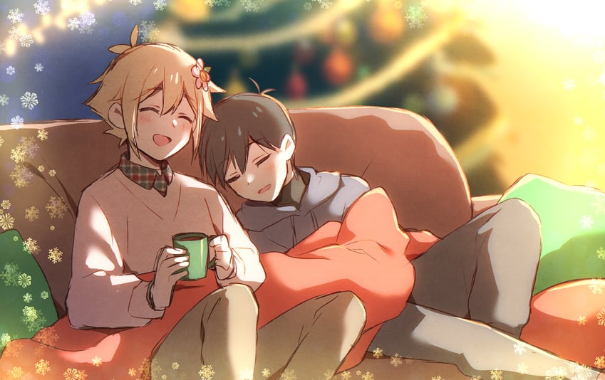 sunny and basil (omori) drawn by manimani_(mani_ma)
