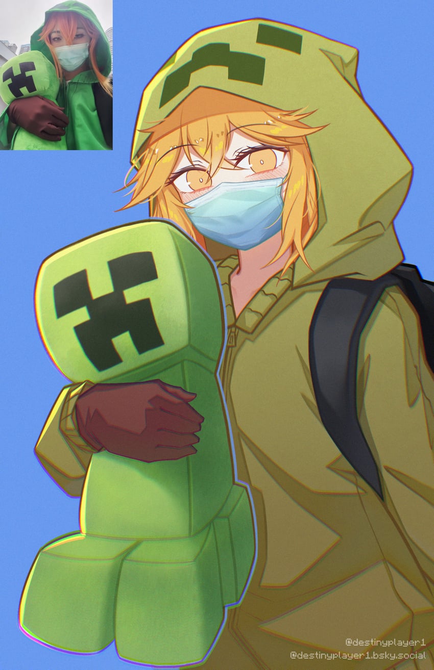 creeper and cupa (minecraft and 1 more) drawn by destinyplayer1