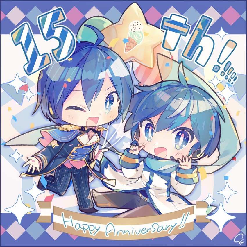 kaito and wonderlands x showtime kaito (vocaloid and 1 more) drawn by kinoko_neppu