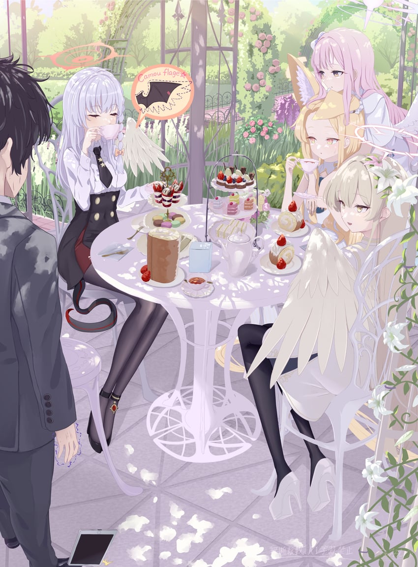 sensei, mika, seia, haruna, and nagisa (blue archive and 1 more) drawn by la_la_la_rarmin