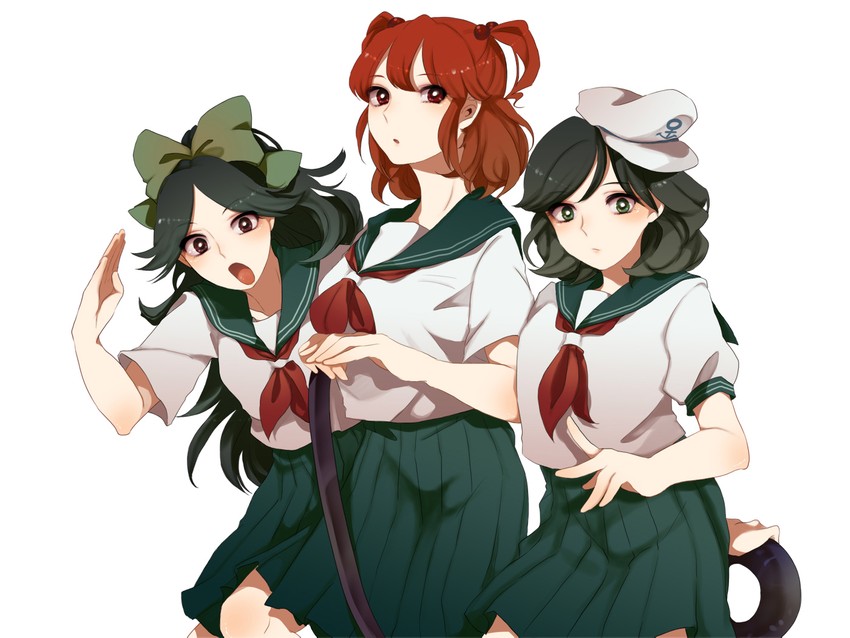 reiuji utsuho, onozuka komachi, and murasa minamitsu (touhou) drawn by inoguchinko