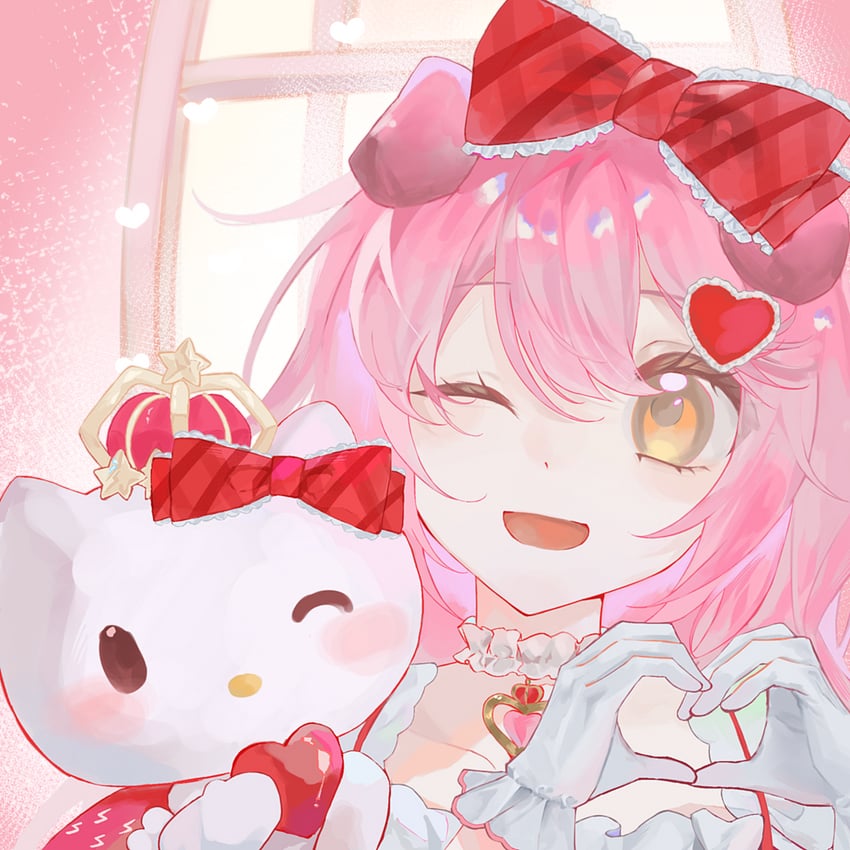 goldenglow and hello kitty (arknights and 2 more) drawn by tang_cu_caihong