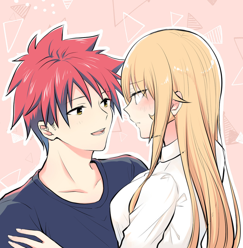 nakiri erina and yukihira souma (shokugeki no souma) drawn by toy-black