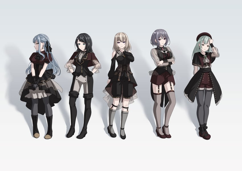 togawa sakiko, wakaba mutsumi, yahata umiri, misumi uika, mortis, and 5 more (bang dream! and 1 more) drawn by philo_324