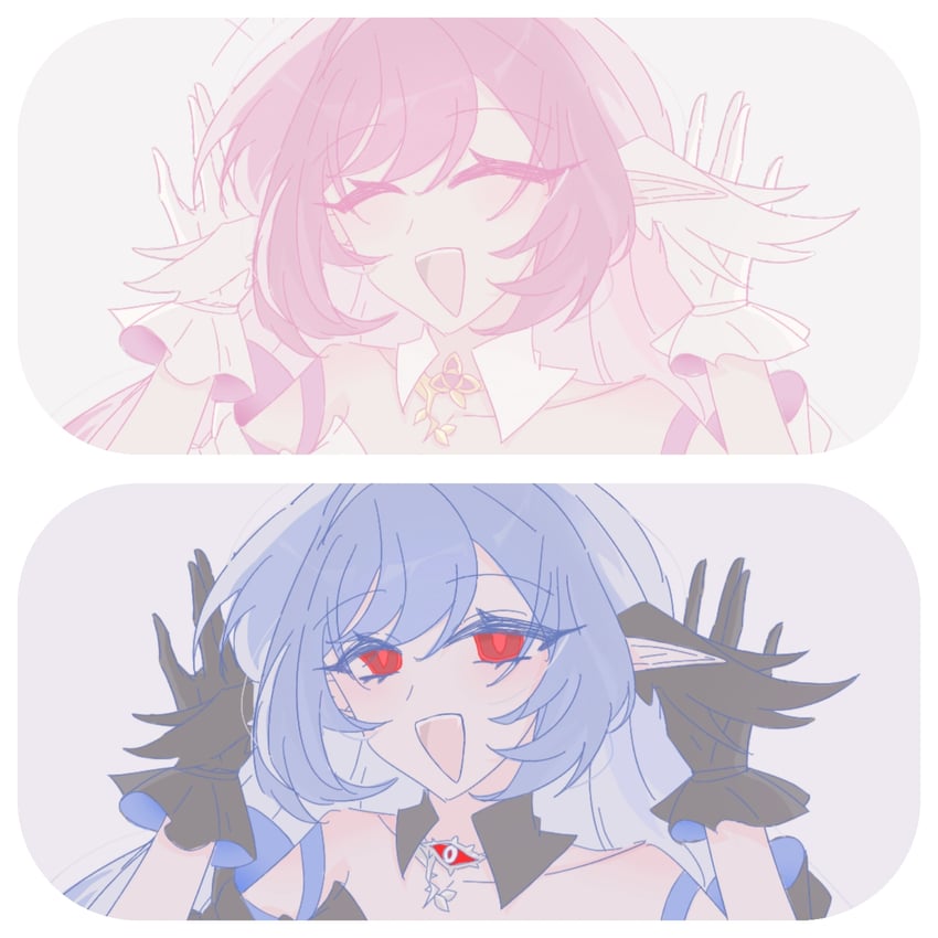 elysia and herrscher of corruption (honkai and 1 more) drawn by woshishenhexiaojiedegou