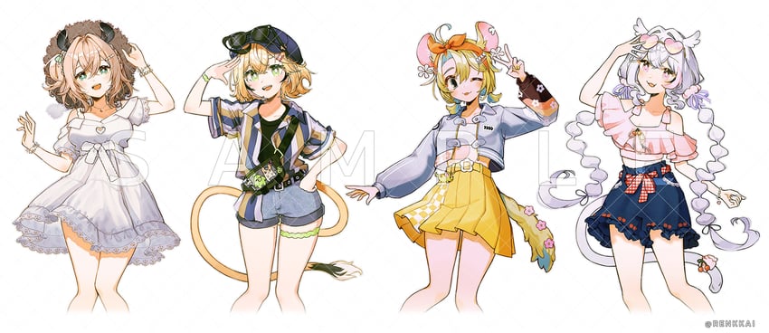 nimi nightmare, dooby, hyuni, and ashton marten (indie virtual youtuber) drawn by renkkai