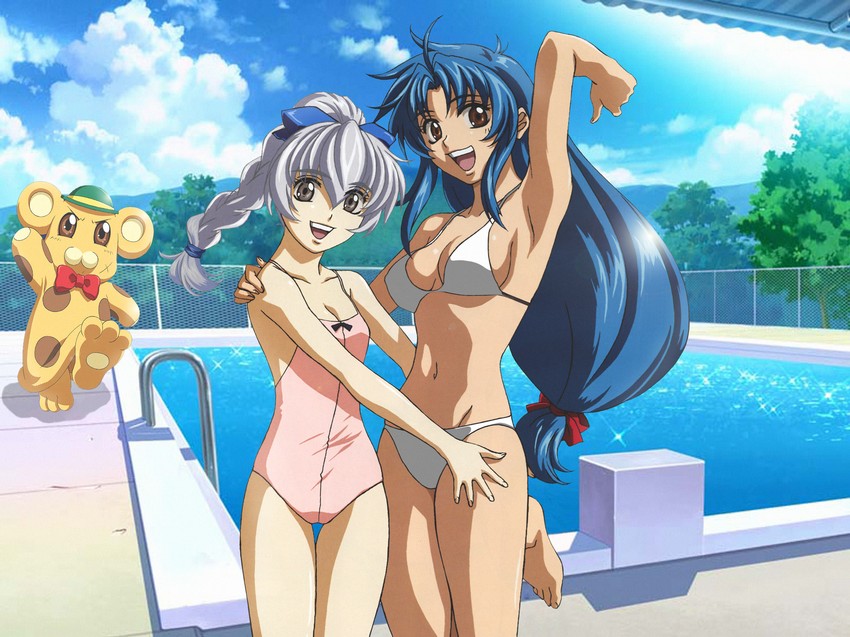 chidori kaname, teletha testarossa, and bonta-kun (full metal panic! and 1 more) drawn by horiuchi_osamu