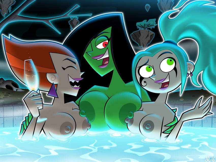 ember mclain, desiree, and penelope spectra (danny phantom) drawn by dlt