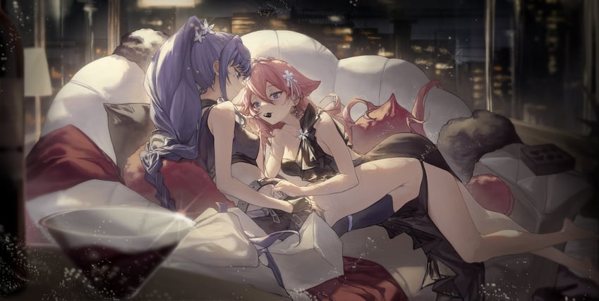 raiden shogun and yae miko (genshin impact) drawn by yang_lizi