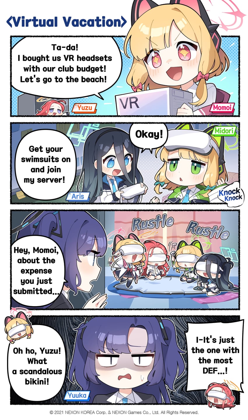 yuuka, aris, momoi, midori, and yuzu (blue archive) drawn by donmin_h